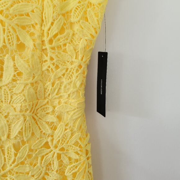 Lulu's Yellow Lace Bodycon Dress - Picture 4 of 7